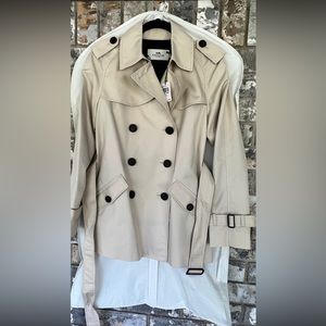 COACH Solid Short Trench Coat, Size SMALL NWT - PORCELAIN